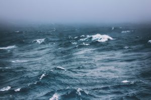 Ocean waves stormy night